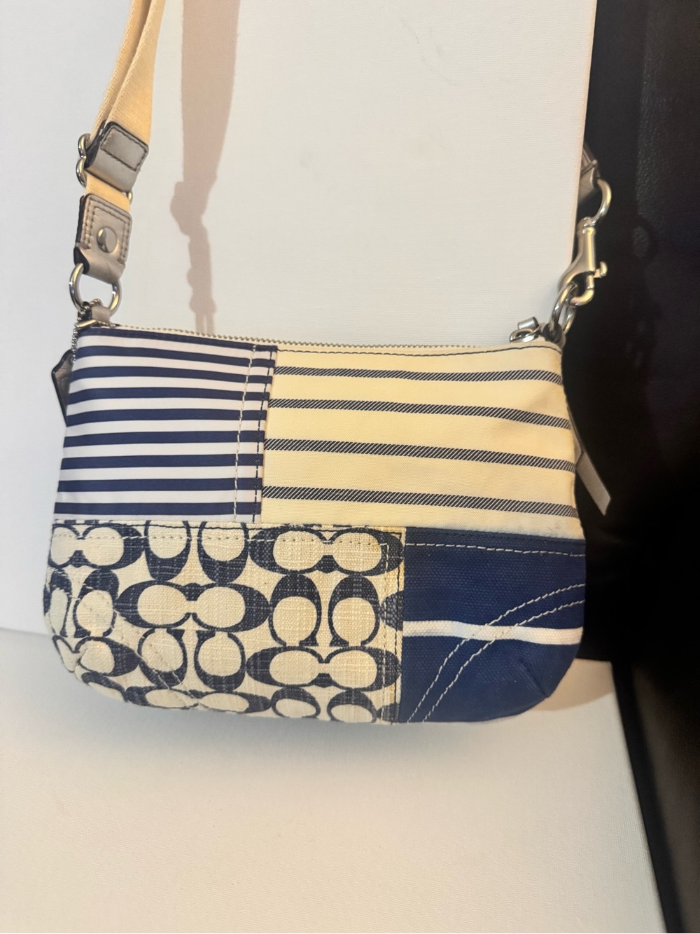 Coach Vintage Nautical Blue Patchwork Crossbody Shoulder Bag Y2K Signature 41462 - Picture 3 of 14